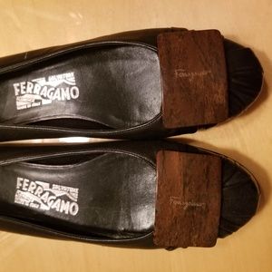 Salvatore Ferragamo Engraved Wooden Plate Flats